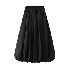 Puff Skirt – Elastic Waist Lantern Bubble Midi Skirt for Women
