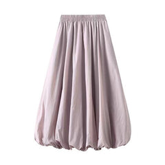 Puff Skirt – Elastic Waist Lantern Bubble Midi Skirt for Women