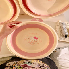 Hello Kitty Foldable Wash Basin – Portable & Thickened Sanrio Face Washing Bowl for Home or Dorm
