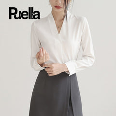 Puella French Light Luxury Long Sleeve Chic Shirt – Versatile Designer Chinese-Style Blouse