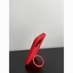 Minimalist Red Liquid Silicone Phone Case with Stand – Full Protection Shockproof Cover