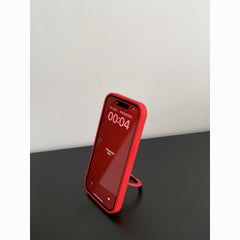 Minimalist Red Liquid Silicone Phone Case with Stand – Full Protection Shockproof Cover