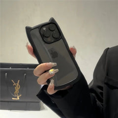 Cute Cat Ear Transparent Phone Case – Simple Protective Cover