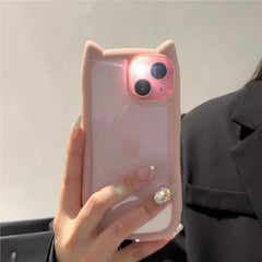 Cute Cat Ear Transparent Phone Case – Simple Protective Cover