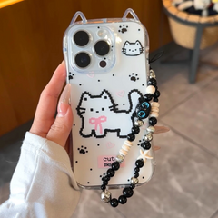 Pixel Cat Ears Phone Case – Cute Cartoon Protective Cover