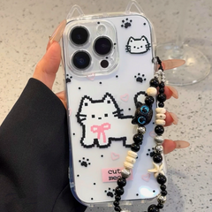 Pixel Cat Ears Phone Case – Cute Cartoon Protective Cover