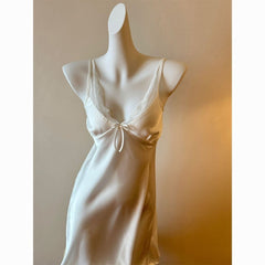 French Lace Silk Nightdress – Sexy Loungewear with Padded Bra