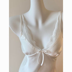 French Lace Silk Nightdress – Sexy Loungewear with Padded Bra