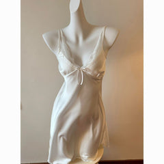 French Lace Silk Nightdress – Sexy Loungewear with Padded Bra