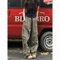 High Street Wide-Leg Cargo Jeans – Vintage Loose Fit Pants for Women