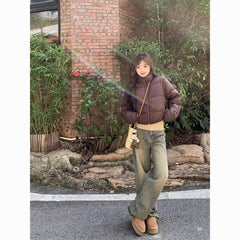 High-Waist Vintage Straight-Leg Jeans – Washed Wide-Leg Slim Fit Denim Pants for Women