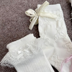 Korean Sweet Lace Bow White Socks – Cute Versatile Socks for Women