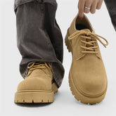 Men’s Suede Derby Work Shoes – Low-Top Retro Thick Sole Breathable Boots