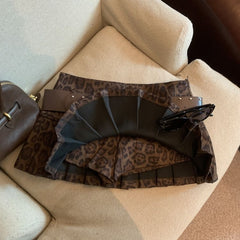 Leopard Print High-Waist Pleated Mini Skirt