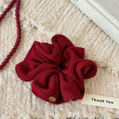 Korean Red Plaid Scrunchie Vintage Hair Tie