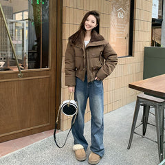 Short Korean-Style Padded Jacket for a Relaxed Look