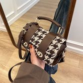 Elegant brown Boston crossbody handbag for women front view