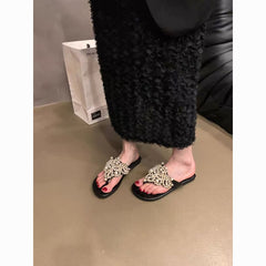 Pearl Boho Roman Flip-Flop Sandals for Women