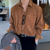 Men’s Corduroy Long Sleeve Oversized Casual Shirt Jacket