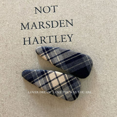 Khaki Plaid Fabric BB Hair Clip Sweet Retro Side Bang Hair Accessory