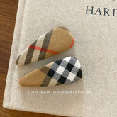 Khaki Plaid Fabric BB Hair Clip Sweet Retro Side Bang Hair Accessory