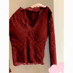 Sweet & Spicy Lace Slim-Fit Long Sleeve T-Shirt