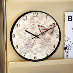 Butterfly Cream Art Silent Quartz Wall Clock