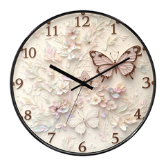 Butterfly Cream Art Silent Quartz Wall Clock