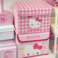 Cartoon Kitty Folding Storage Box with Lid – Desktop Organizer for Cosmetics and Dorm Essentials