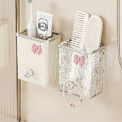 Wall-Mounted Bathroom Organizer - Comb, Toothpaste & Razor Storage