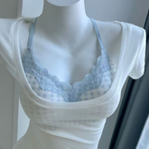 Plaid Seamless Wireless Bra – Cooling Comfortable Thin Cup for Natural Shape