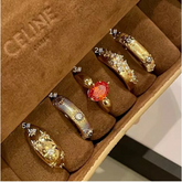 Vintage Wide Band Rhinestone Ring – Brushed Retro Statement Ring for Women