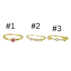 Delicate Zircon Heart Ring – Adjustable Sweetheart Statement Ring for Women