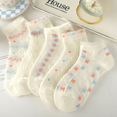 Thin Mesh Breathable Short Socks for Women | Cute INS Style Lace Boat Socks, Japanese Fresh Design