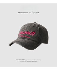 Distressed Embroidered Letter Baseball Cap