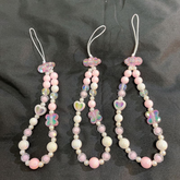 INS Style Pink Beaded Flower Phone Chain – Universal Phone Strap with Camera Charm