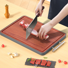 Antibacterial Ultraviolet Wood Cutting Board | Double-Sided Stainless Steel Chopping Block | Mold-Resistant, Durable, and Eco-Friendly Kitchen Board