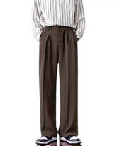 Men’s Hong Kong Style Straight-Leg Drape Suit Pants
