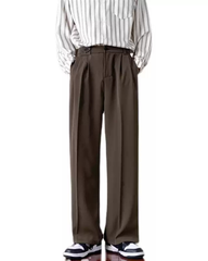 Men’s Hong Kong Style Straight-Leg Drape Suit Pants