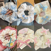 Sweet Bow Korean Lace Scrunchie – Cute Ponytail Hair Tie for Girls
