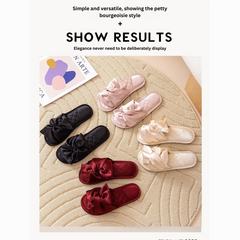 Elegant Bow Indoor Slippers – Soft, Non-Slip, Quiet Comfort