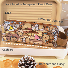 Capybara transparent pencil case cartoon cute student stationery storage bag capybara high value waterproof pencil case
