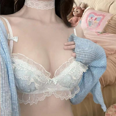 Mermaid Style Japanese Jacquard Water-Soluble Lace Wireless Push-Up Bra Set