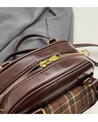 Vintage Plaid Toast Handbag Convertible Shoulder Crossbody Bag