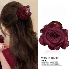 Camellia Flower Claw Clip – Elegant Hair Clip for Half-Up Styles