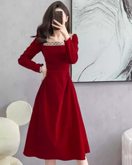 Luxury Burgundy Velvet Bridal Toast Dress – Elegant Engagement & Wedding Return Evening Gown for Women