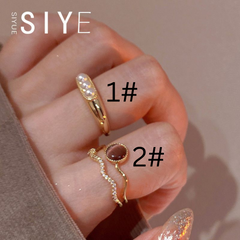 French Retro Cat’s Eye Double-Layer Ring – INS Style Adjustable Luxury Ring for Women