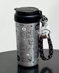 Cute Dog Park Ceramic Lined Insulated Tumbler with Straw, Large Capacity Thermal Coffee & Water Cup