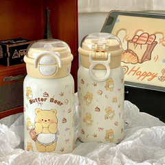 Cute Yellow Butter Bear 316 Stainless Steel Thermos Cup – Large Capacity, Stylish Birthday Gift for Friends