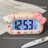 Hello Kitty Mini Alarm Clock – Cute Luminous Bedside Clock for Dorms and Students